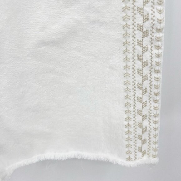 Liverpool Chloe Embroidered White Crop Flare Pull On Stretch Jeans Size 12/31 - Picture 7 of 7
